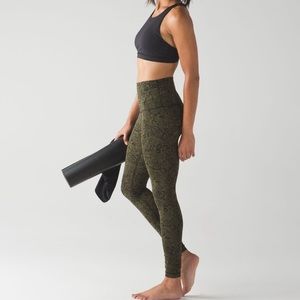 Lululemon Wunder Under Pant Hi-Rise Legging Green Lace Size 4